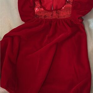 Red Sequin Velvet Dress
